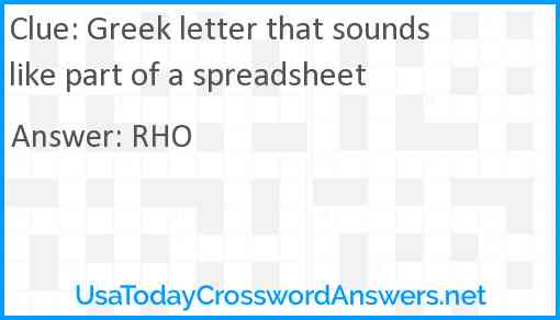Greek letter that sounds like part of a spreadsheet Answer