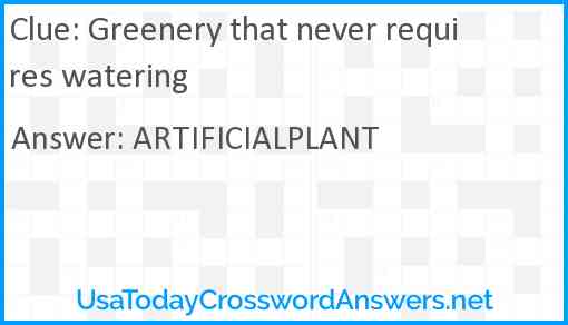 Greenery that never requires watering Answer