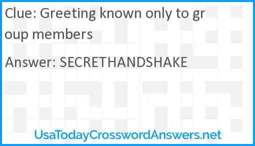 Greeting known only to group members Answer