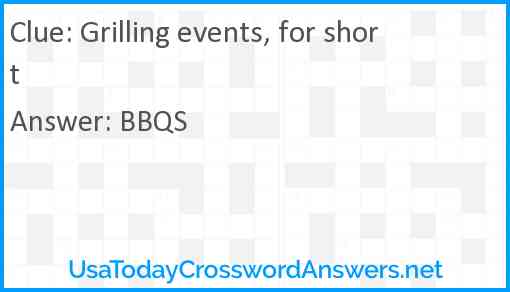 Grilling events, for short Answer