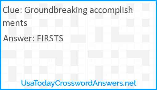 Groundbreaking accomplishments Answer
