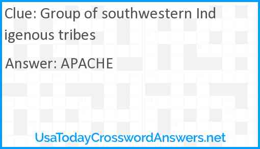 Group of southwestern Indigenous tribes Answer