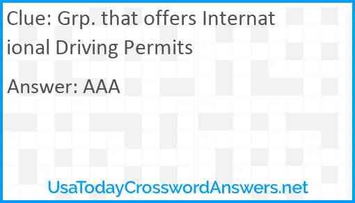 Grp. that offers International Driving Permits Answer