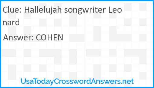 Hallelujah songwriter Leonard Answer