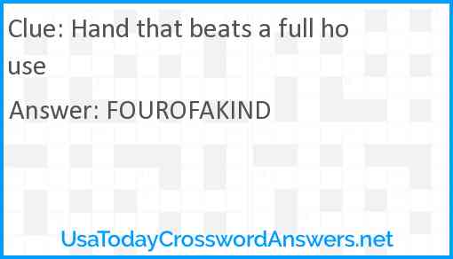 Hand that beats a full house Answer