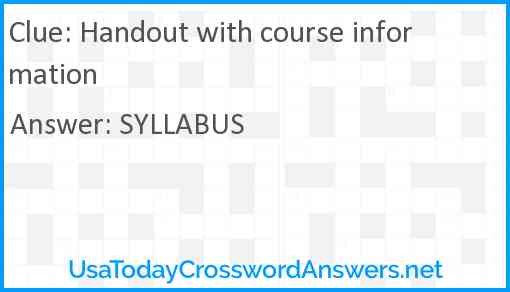 Handout with course information Answer