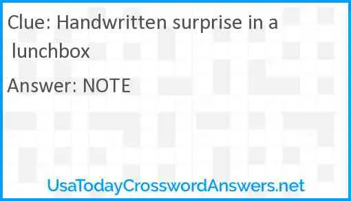Handwritten surprise in a lunchbox Answer