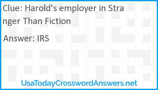 Harold's employer in Stranger Than Fiction Answer