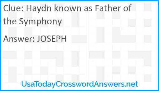 Haydn known as Father of the Symphony Answer