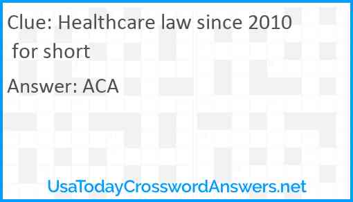 Healthcare law since 2010 for short Answer