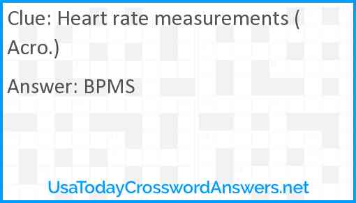 Heart rate measurements (Acro.) Answer