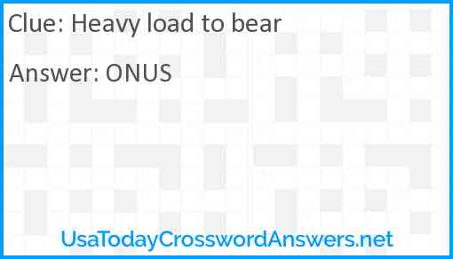 Heavy load to bear Answer