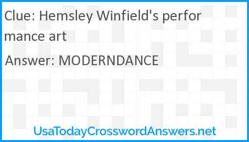 Hemsley Winfield's performance art Answer