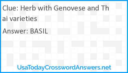 Herb with Genovese and Thai varieties Answer