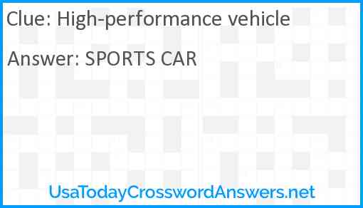 High-performance vehicle Answer