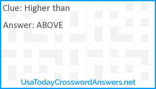 Higher than Answer