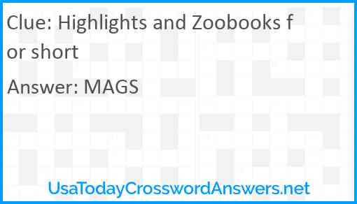 Highlights and Zoobooks for short Answer