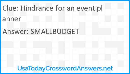 Hindrance for an event planner Answer
