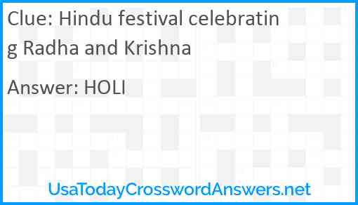 Hindu festival celebrating Radha and Krishna Answer