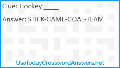 Hockey ____ Answer