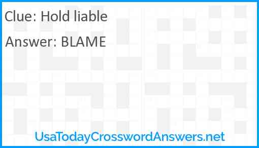 Hold liable Answer