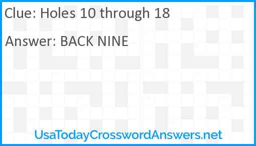 Holes 10 through 18 Answer