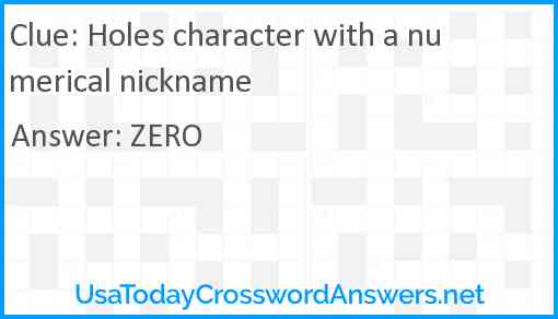 Holes character with a numerical nickname Answer