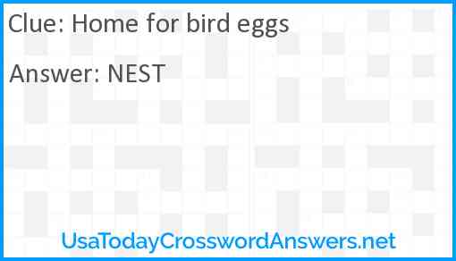 Home for bird eggs Answer