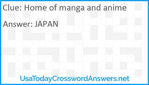 Home of manga and anime Answer