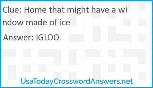 Home that might have a window made of ice Answer