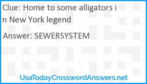 Home to some alligators in New York legend Answer
