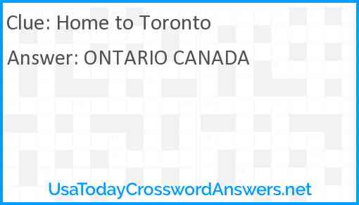 Home to Toronto Answer