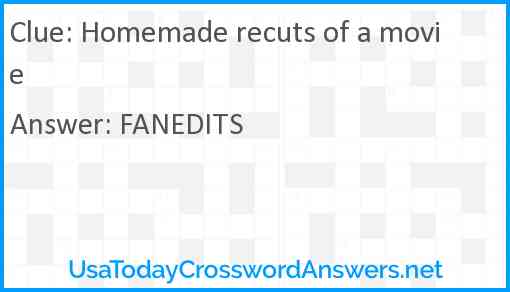 Homemade recuts of a movie Answer