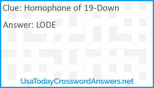Homophone of 19-Down Answer