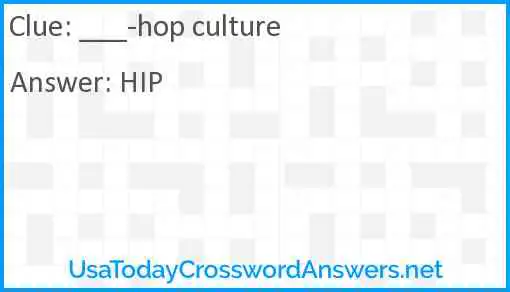 ___-hop culture Answer