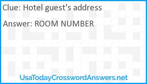 Hotel guest's address Answer