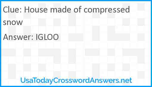 House made of compressed snow Answer