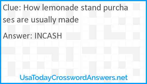 How lemonade stand purchases are usually made Answer