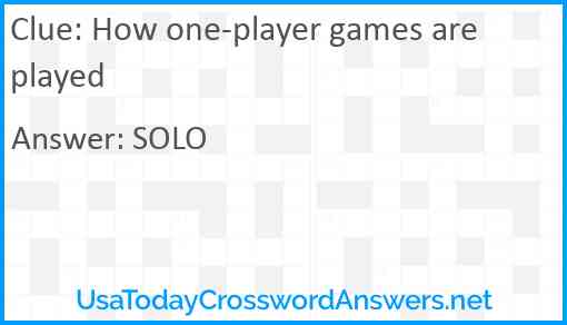 How one-player games are played Answer