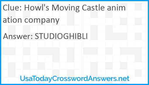 Howl's Moving Castle animation company Answer