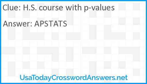 H.S. course with p-values Answer