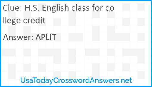 H.S. English class for college credit Answer