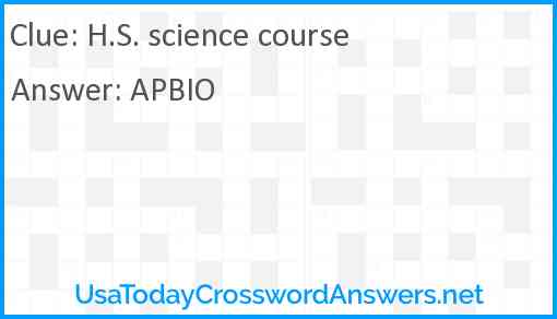 H.S. science course Answer