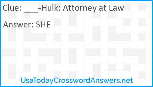 ____-Hulk: Attorney at Law Answer