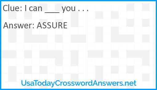 I can ___ you . . . Answer