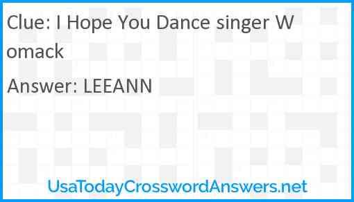I Hope You Dance singer Womack Answer