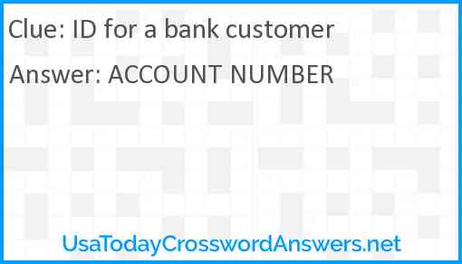 ID for a bank customer Answer