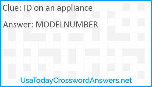 ID on an appliance Answer