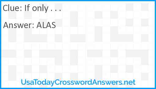 If only! Answer