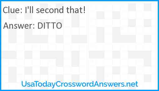 I'll second that! Answer